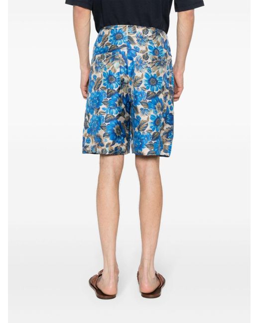 Moschino Shorts aus Seide mit Blumen-Print in Blue für Herren