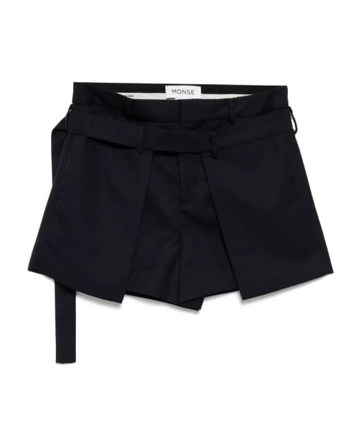 Monse Black Deconstructed Wrap Tailored Shorts
