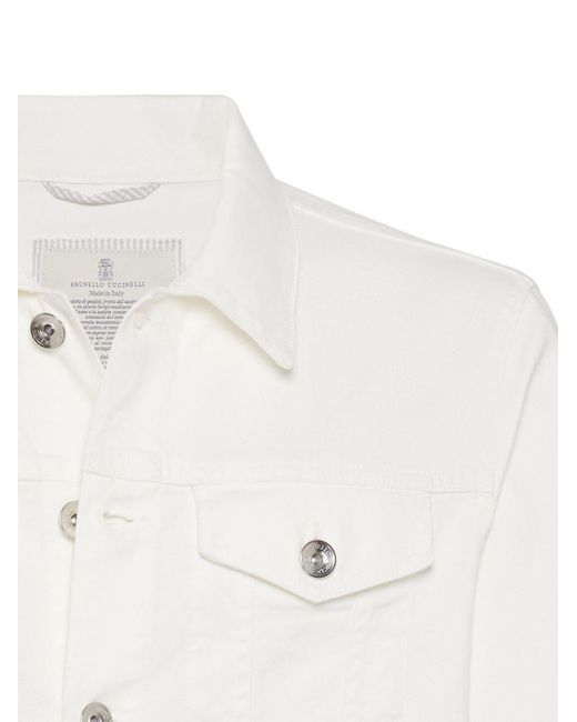 Veste cintrée en jean Brunello Cucinelli pour homme en coloris White