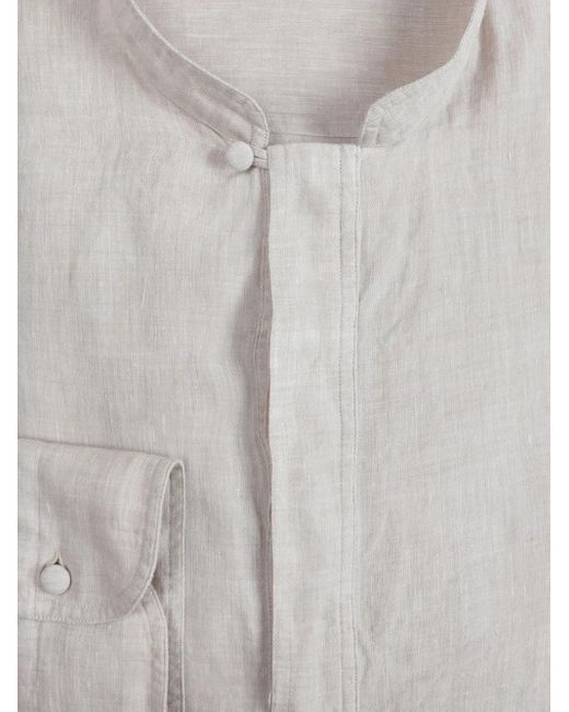 Tagliatore Gray Linen Shirt for men