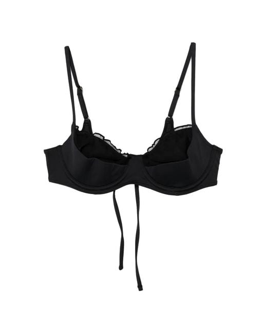 Frankie's Bikinis Black Austin Ruffled Underwired Bikini Top