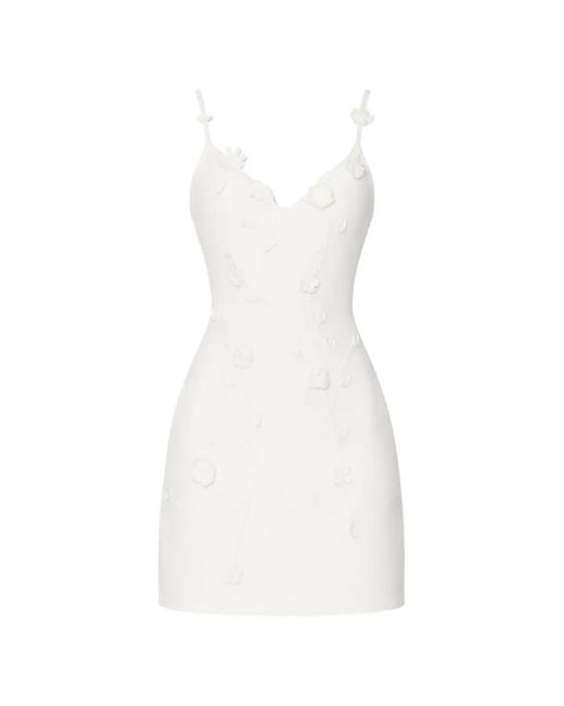 Cult Gaia White Mini Floral-Appliqué Dress