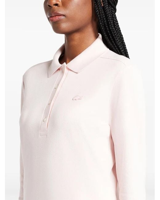 Lacoste White Piqué Stretch Polo Top