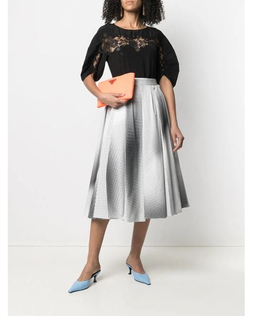 Prada Black Lace-Panel Silk Blouse