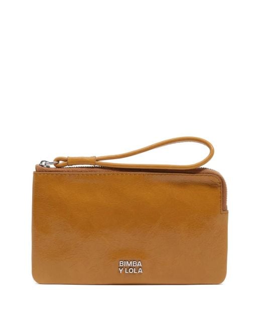 Bimba Y Lola Brown Leather Zipped Wallet