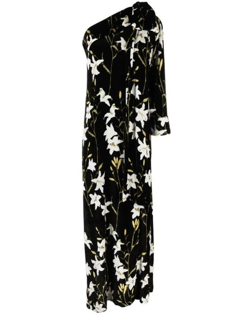 BERNADETTE Black Nel Floral-print One-shoulder Maxi Dress - Women's - Viscose/silk