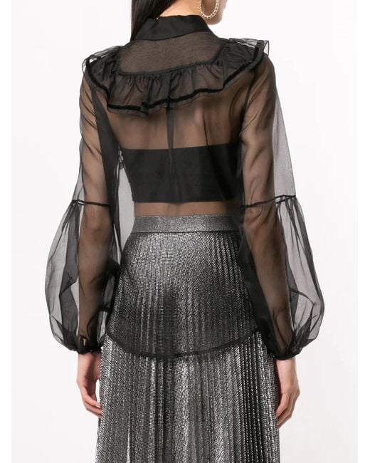 Macgraw Black Love Bird Sheer Blouse