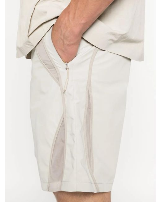 HELIOT EMIL White Panelled Mesh Insert Shorts for men