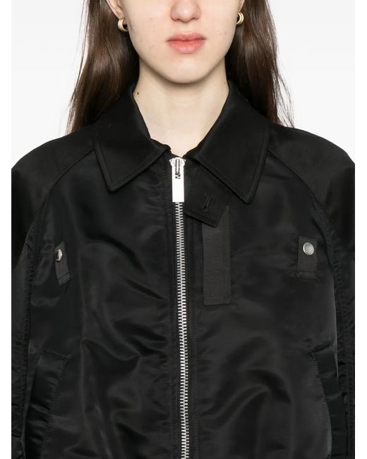 Sacai Black Two-Way Zip Bomber Jacket