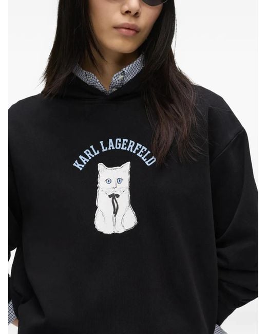 Karl Lagerfeld Black Ikon Choupette Hoodie