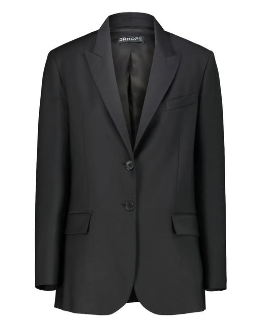 DR. HOPE Black Two-Button Wool Blazer