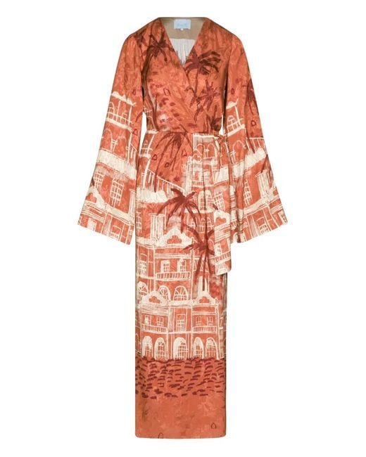 Johanna Ortiz Orange Ollantay Maxikleid Mit Print