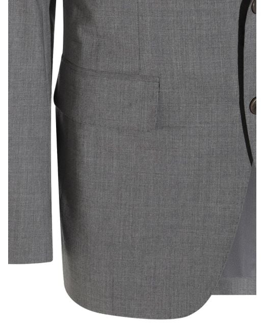 Canali Gray Logo-Patch Suit for men