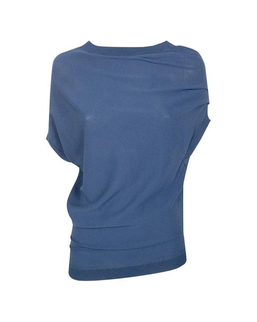 Liviana Conti Blue Draped Sweater