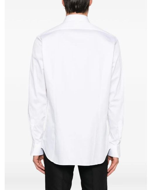 Carlo Pignatelli White Long-Sleeve Spread-Collar Shirt for men