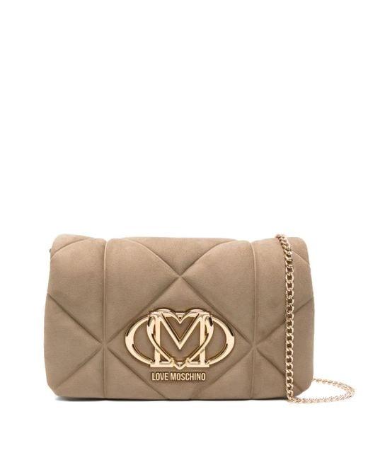 Sac À Bandoulière Matelassé À Plaque Logo Love Moschino en coloris Natural