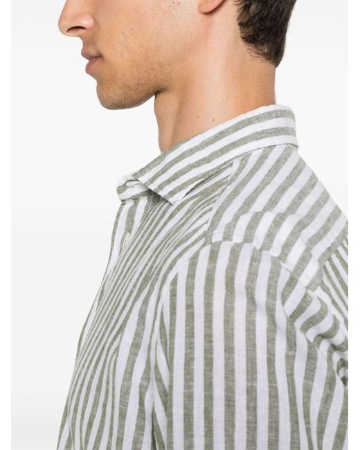 Boglioli White Striped Linen Shirt for men