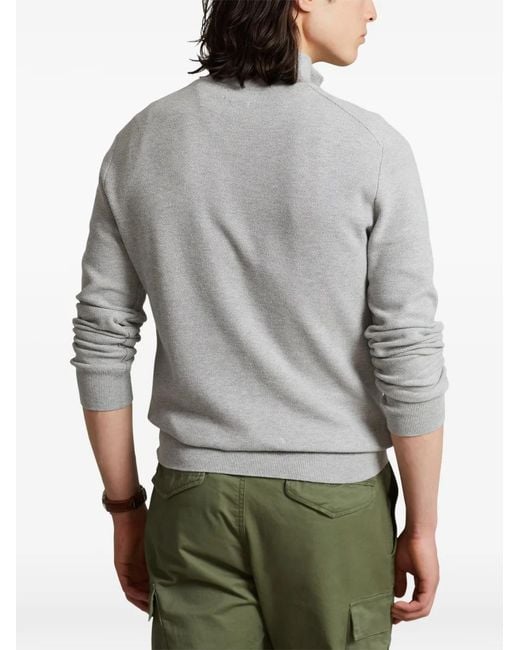 Polo Ralph Lauren Gray Long-Sleeve Zip-Fastening Sweater for men