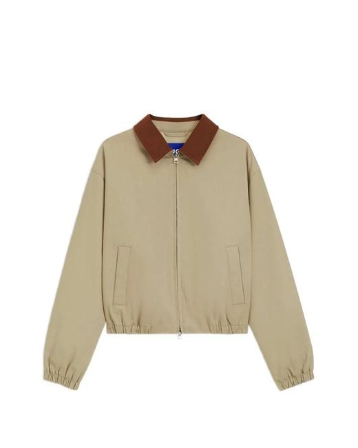 HUGO Natural Falter-1_B Stretch-Cotton Jacket With Contrast Corduroy-Collar