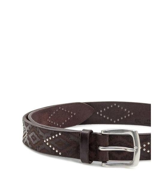 Orciani White Stud-Embellished Geometric-Pattern Belt for men