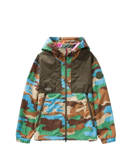 Moncler Green Veste Kounde À Motif Camouflage for men