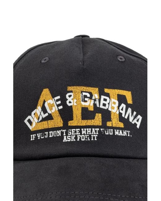 Dolce & Gabbana Blue Logo-Print Baseball Cap for men