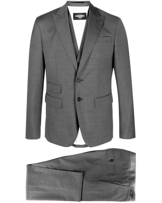 DSquared² Gray Single-Breasted Cotton-Wool Suit for men