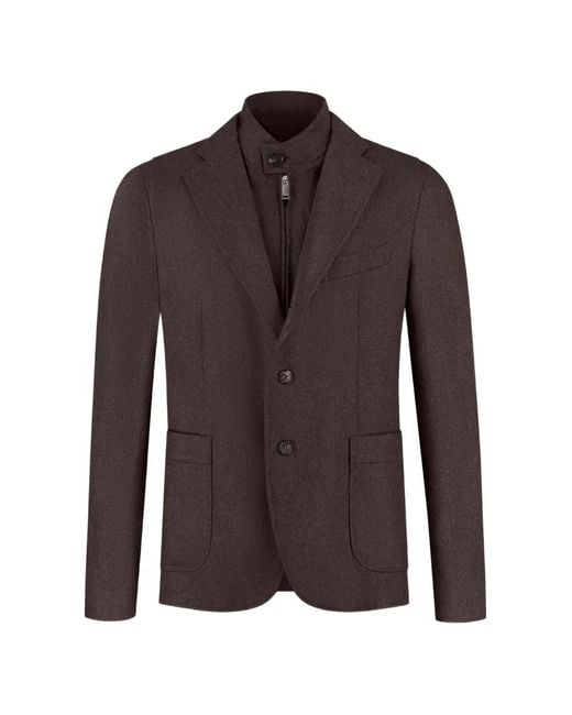 Incotex Brown Layered Notched-Lapels Blazer for men