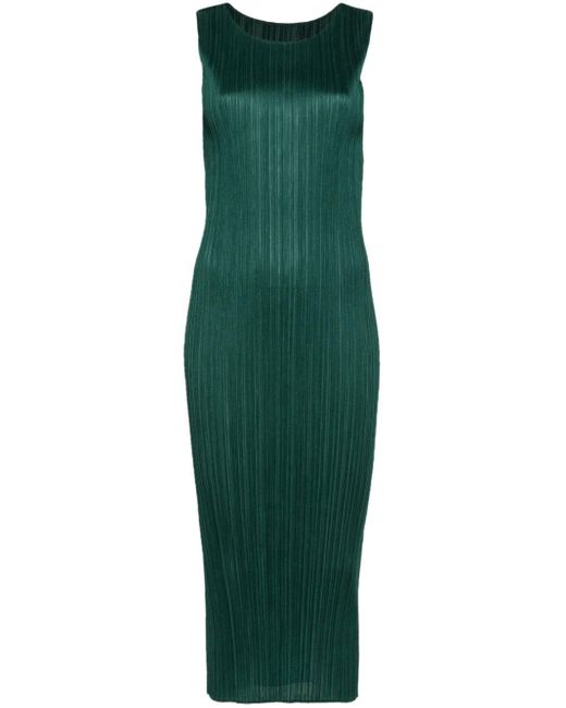 Pleats Please Issey Miyake Green New Colorful Basics 3 Midi Dress