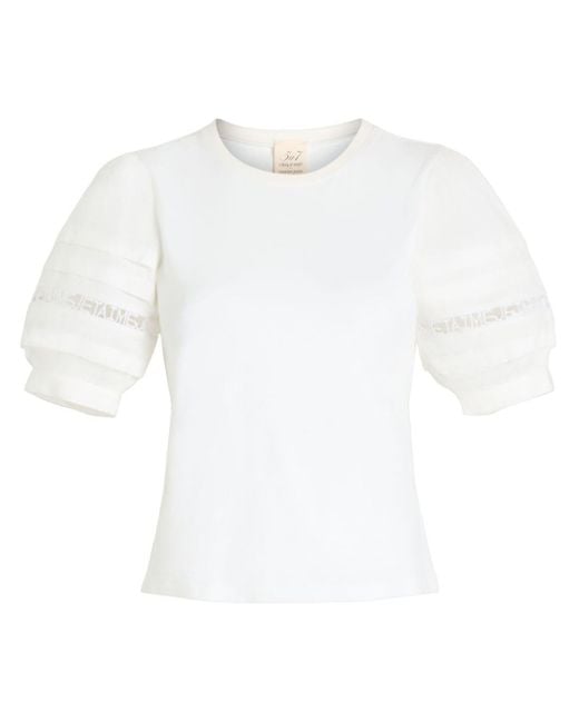 Cinq À Sept White Corianna Ruffle-detail Cotton T-shirt