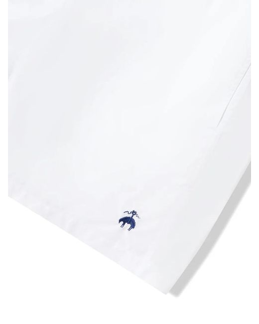 Brooks Brothers White Logo-Embroidered Swim Shorts for men