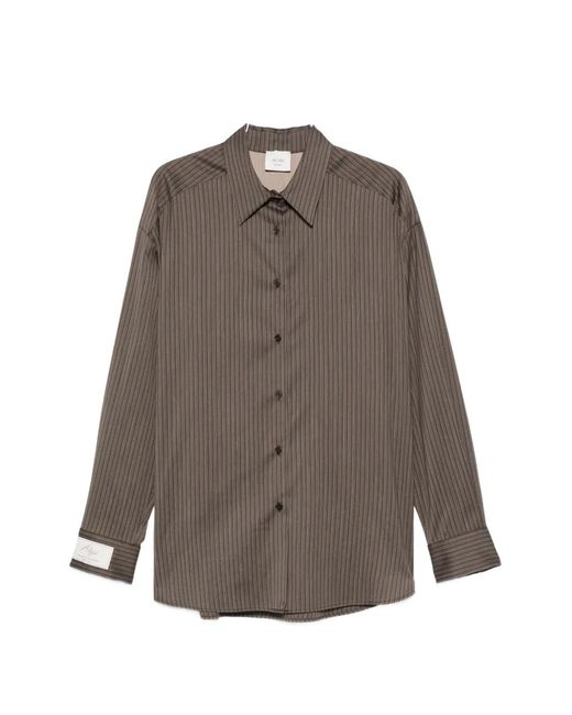 Alysi Brown Striped Long-Sleeve Shirt