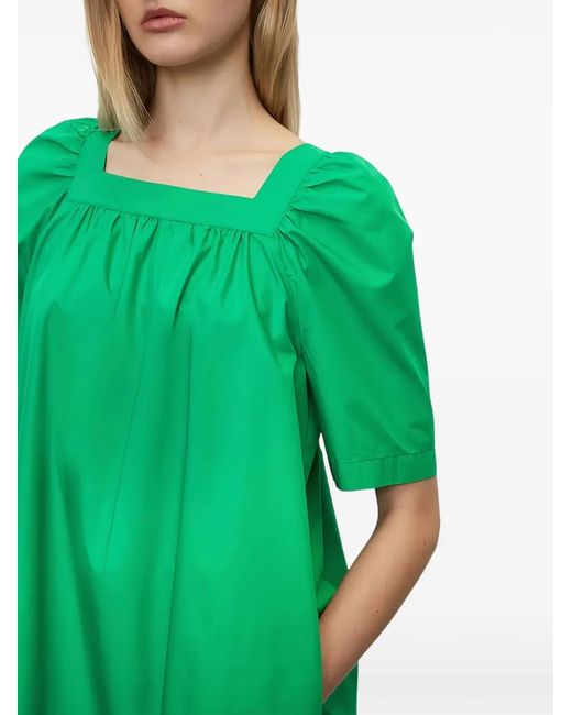 Marc O' Polo Green Puff-Sleeve Tiered Midi Dress