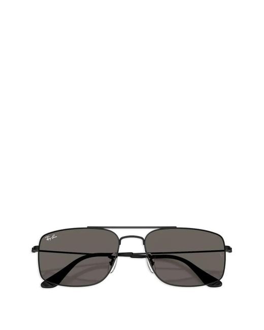 Ray-Ban Gray Rectangle-Frame Double-Bridge Sunglasses for men