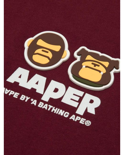 Camiseta con manga larga Aape By A Bathing Ape de hombre de color Red