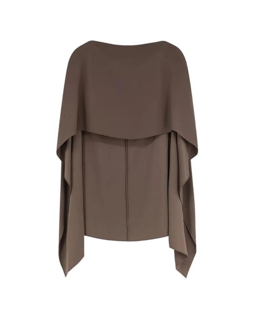 Alberta Ferretti Brown Draped-Overlay Sleeveless Blouse