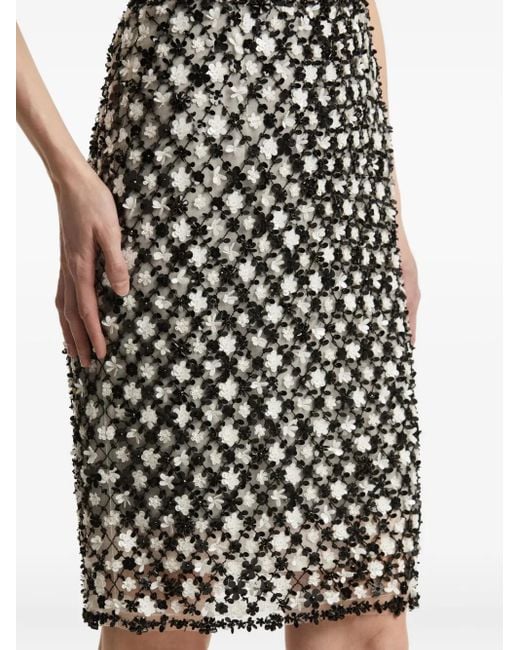 Oscar de la Renta Black Floral-Embroidered Mini Skirt