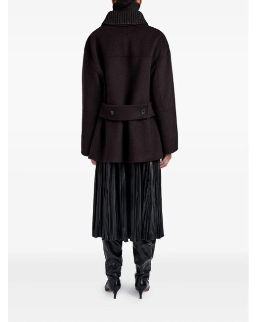 Proenza Schouler Black Lisa Knitted-Collar Coat