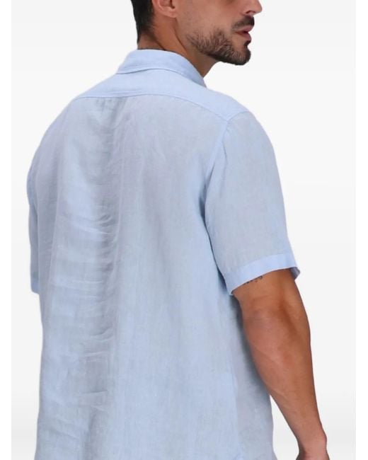 Camisa de lino Boss de hombre de color Blue