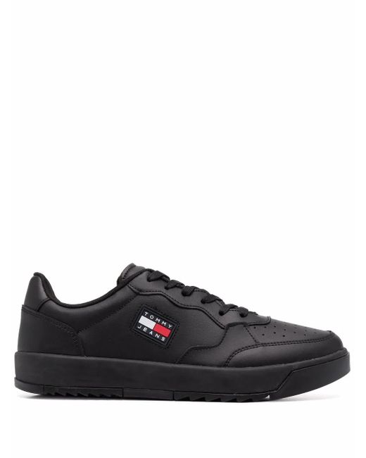 Tommy Hilfiger Black Logo-Patch Low-Top Sneakers for men