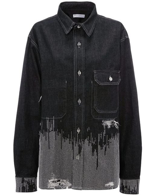 J.W. Anderson Black Studded Denim Shirt - Women's - Cotton