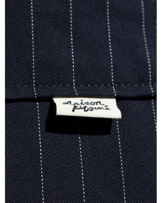 Maison Kitsuné Blue Pinstriped Shirt Jacket for men