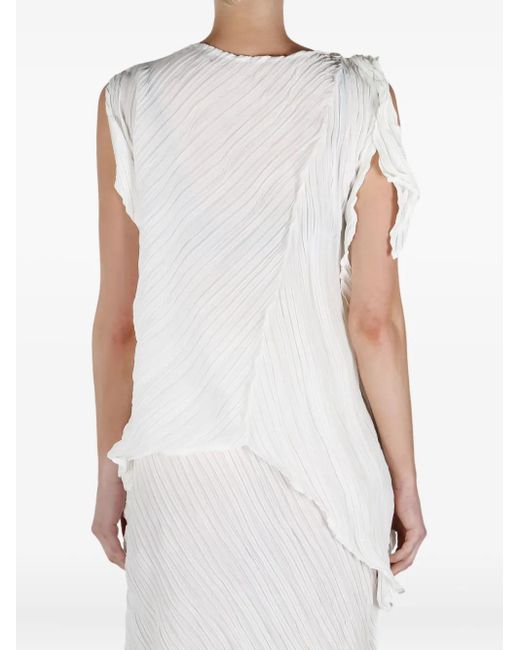 Issey Miyake White Wrinkled Twisted Top