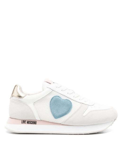 Moschino White Logo-patch Panelled Sneakers