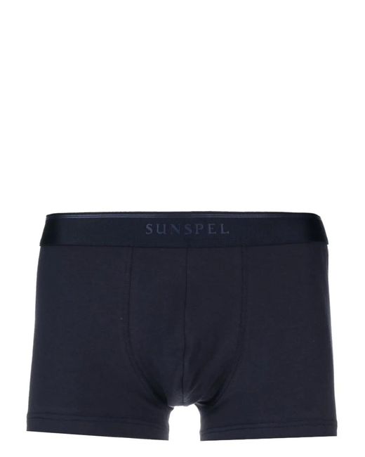 Sunspel Blue Logo-Waistband Stretch-Cotton Boxers for men