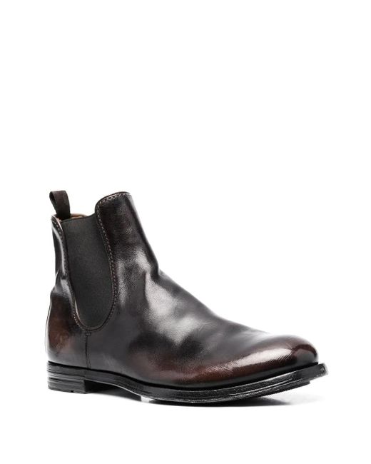 Officine Creative Black Leather Ankle Boots for men