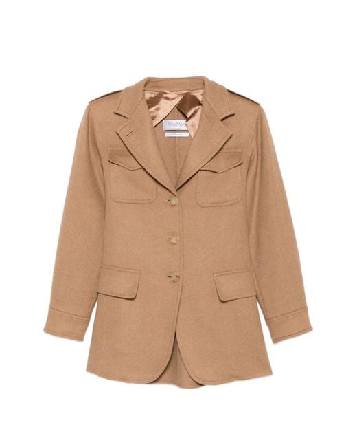 Max Mara Natural Flap-Pocket Button-Fastening Jacket