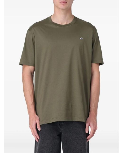 Paul & Shark Green Logo-Detail Cotton T-Shirt for men