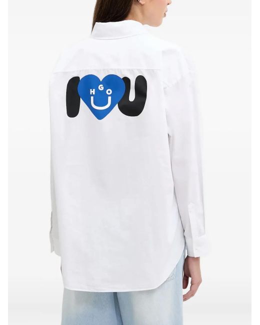 HUGO White Happy Printed Shirt