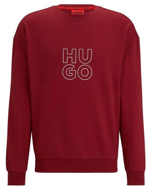 HUGO Red Logo-print Cotton Sweatshirt for men